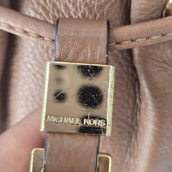 Michael Kors Leather Crossbody Bag Women's Brown Pebble Tassels Logo Small - Picture 8 of 16